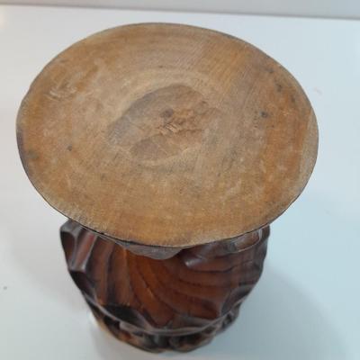 Vintage Hand-Carved Brutalist Wooden Chalice Candle Holder Twisted Burl