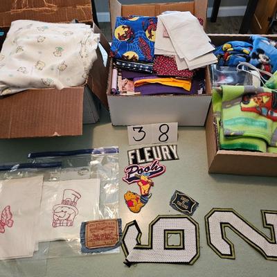 3 boxes of misc fabric