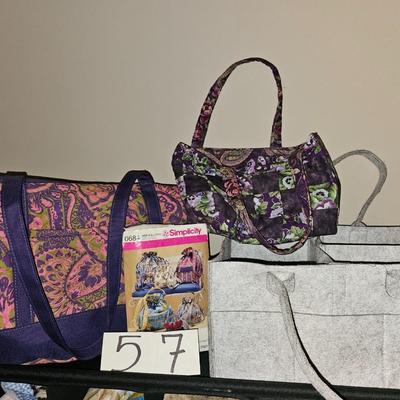 2 quilted bags, 1 pattern, 1 felt divider carry-all bag
