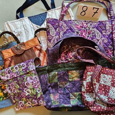 Quilted handbags, and tote bags