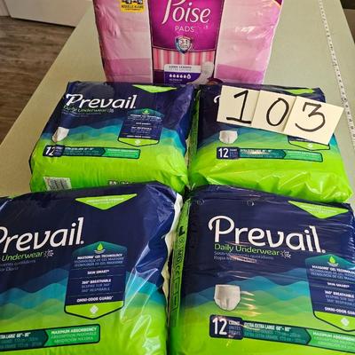 Prevail daily underwear XL including poise pads