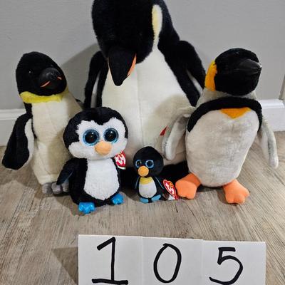Penguin stuffed animals including beanie babies