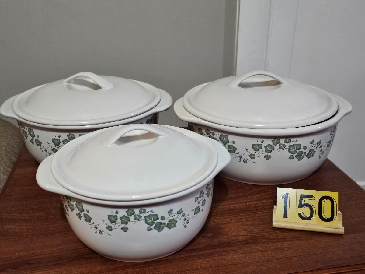 3 Corelle stoneware ovensafe pieces