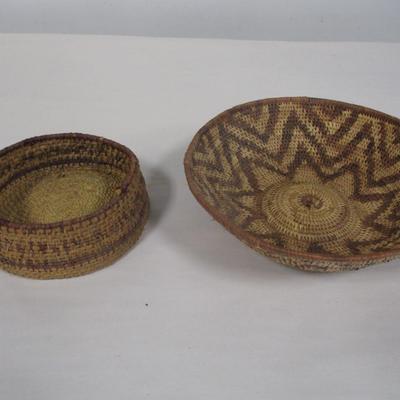 Pair of Handmade Woven Native American Baskets