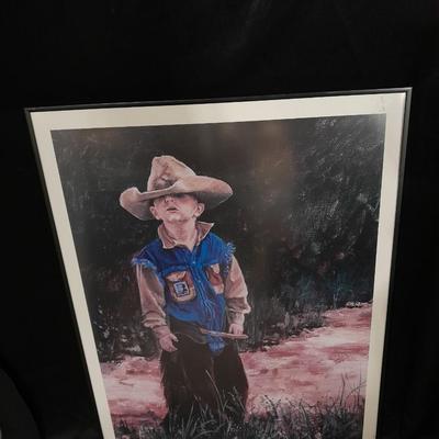 Little cowboy - Raise them right - framed western artwork