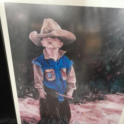 Little cowboy - Raise them right - framed western artwork