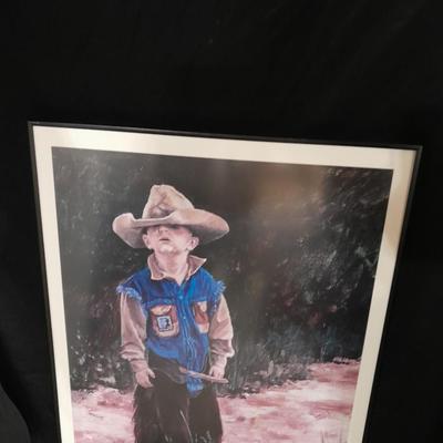 Little cowboy - Raise them right - framed western artwork