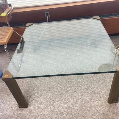 3x3 MCM Glass Table w/ Brass or Bronze legs