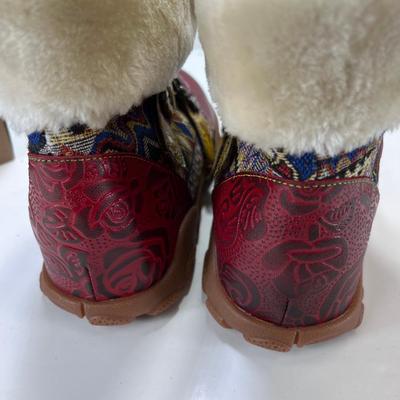 New from factory Super lady Star leather booties Size 37.5-38