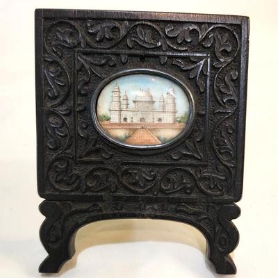 Lot #28 Antique Indian Frame with Miniature Painting Under Glass