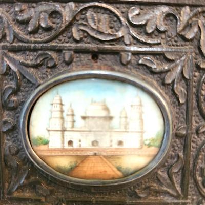 Lot #28 Antique Indian Frame with Miniature Painting Under Glass