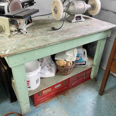 Primitive Heavy Table on Casters