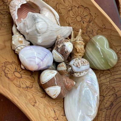 Carved Bowl with Shells and Trinkets