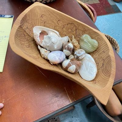 Carved Bowl with Shells and Trinkets