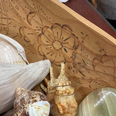 Carved Bowl with Shells and Trinkets