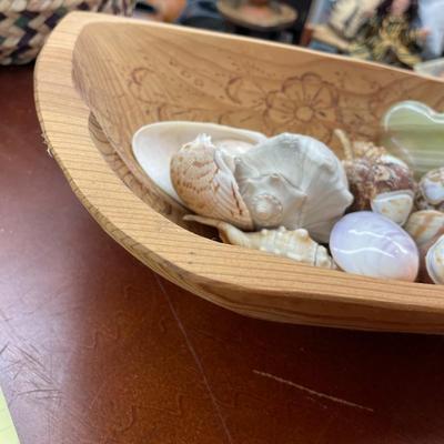 Carved Bowl with Shells and Trinkets