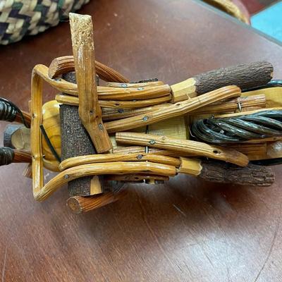 Folk Art Handmade Twig Motorcycle