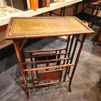 Lot #36  Antique Edwardian Rattan/Bamboo Side Table, ca. 1910