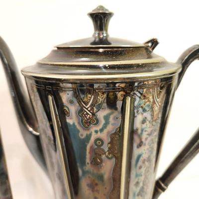 Lot #39  Lot of 2 Antique Silverplate Teapots
