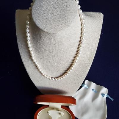 Freshwater White Pearl Necklace and Earrings