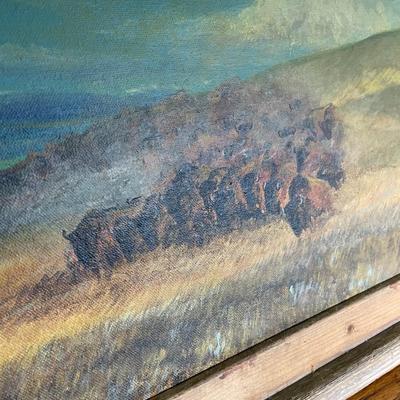 Oil on Canvass Buffalo Stampede