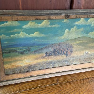Oil on Canvass Buffalo Stampede