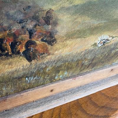 Oil on Canvass Buffalo Stampede
