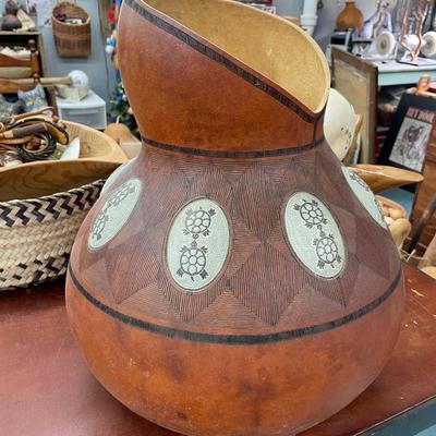Large Art Gourd Turtles Signed R ghio 2001