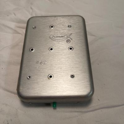 S1925 Perrine #62 Aluminum Fishing Fly Storage Case and Flies