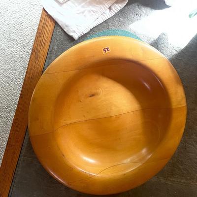 Handmade Italian Valtellina round wood bowl by Piroudini.