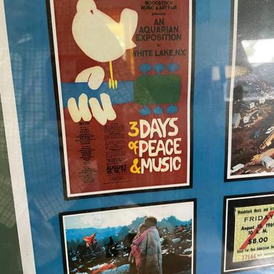 Woodstock Memorabilia Including Tickets Framed