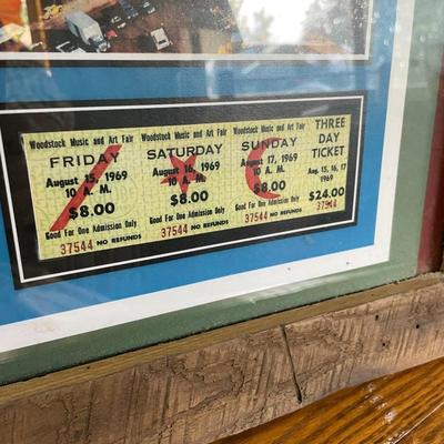 Woodstock Memorabilia Including Tickets Framed