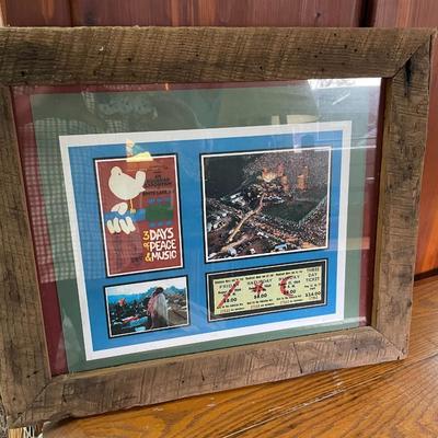 Woodstock Memorabilia Including Tickets Framed