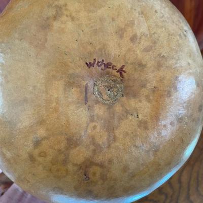 Folk Art Gourd Coonhounds Signed Wojeck