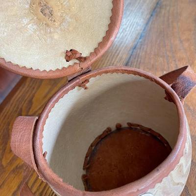 Folk Art Carved Gourd and Leather Purse