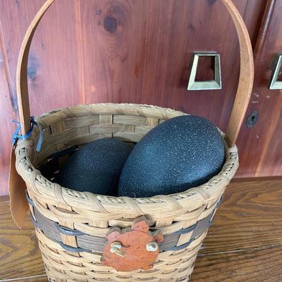 Handmade Basket with Emu Eggs