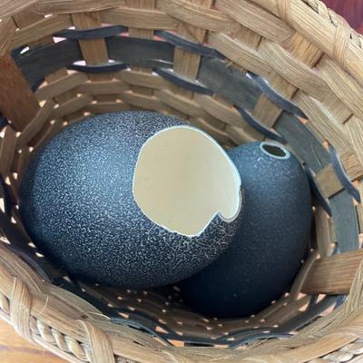 Handmade Basket with Emu Eggs