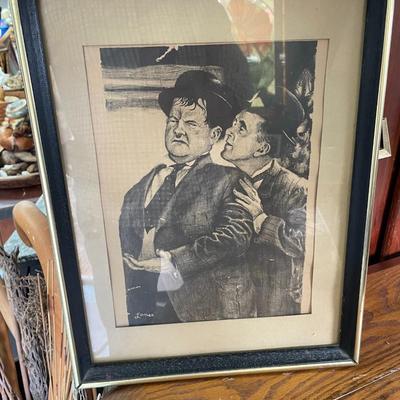 Laurel & Hardy Framed Pencil Drawing Priint