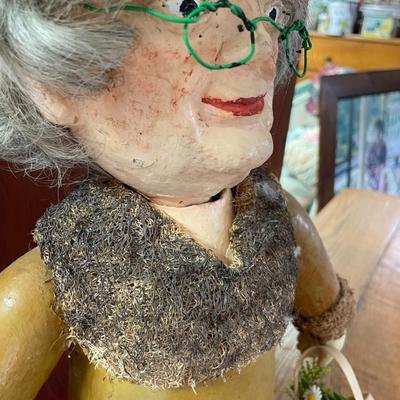 Folk Art Gourd and Loofah Woman
