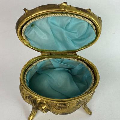 Art nouveau SPELTER CASKET JEWELRY BOX dresser vanity trinket 