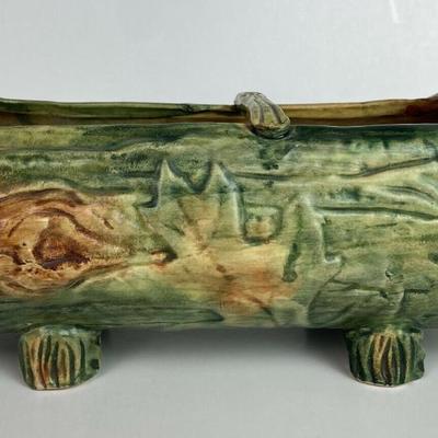 arts and crafts WELLER POTTERY WOODCRAFT LOG PLANTER 1920s 