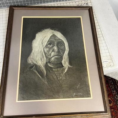 Native American Charcoal Drawing by Jamie Reece