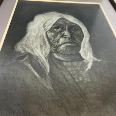 Native American Charcoal Drawing by Jamie Reece