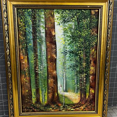 Smith in the Sacred Grove or Prayer in The Forest, Oil Painting. Framed