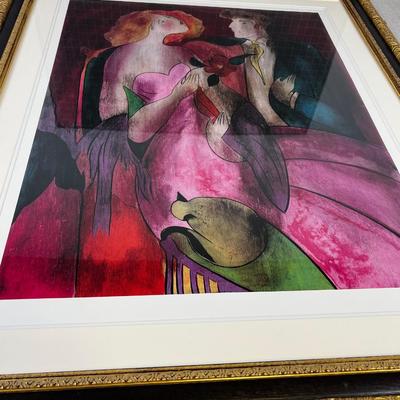 LINDA Le Kinff Serio lithograph Titled Robe du Soir  Framed and signed in Pencil Dated April 2006 
