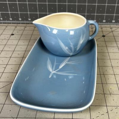 WINFIELD Hand Crafted Pottery from the 60's Creamer & Tray 