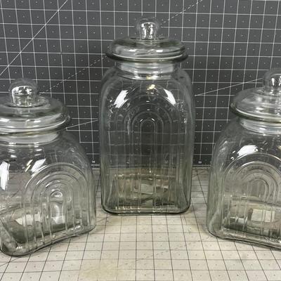 (3) Large Glass Canister Set with Lids