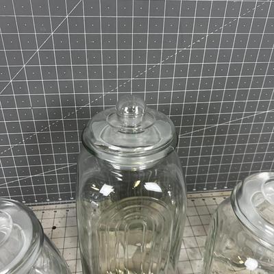 (3) Large Glass Canister Set with Lids