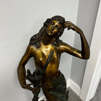 Bronze Sculpture with Marble Base Titled: Summers Dream by Auguste Moreau (1834 - 1917) 