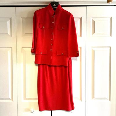 UB2077 Two Piece Red ST. JOHN by Marie Gray Skirt Suit
